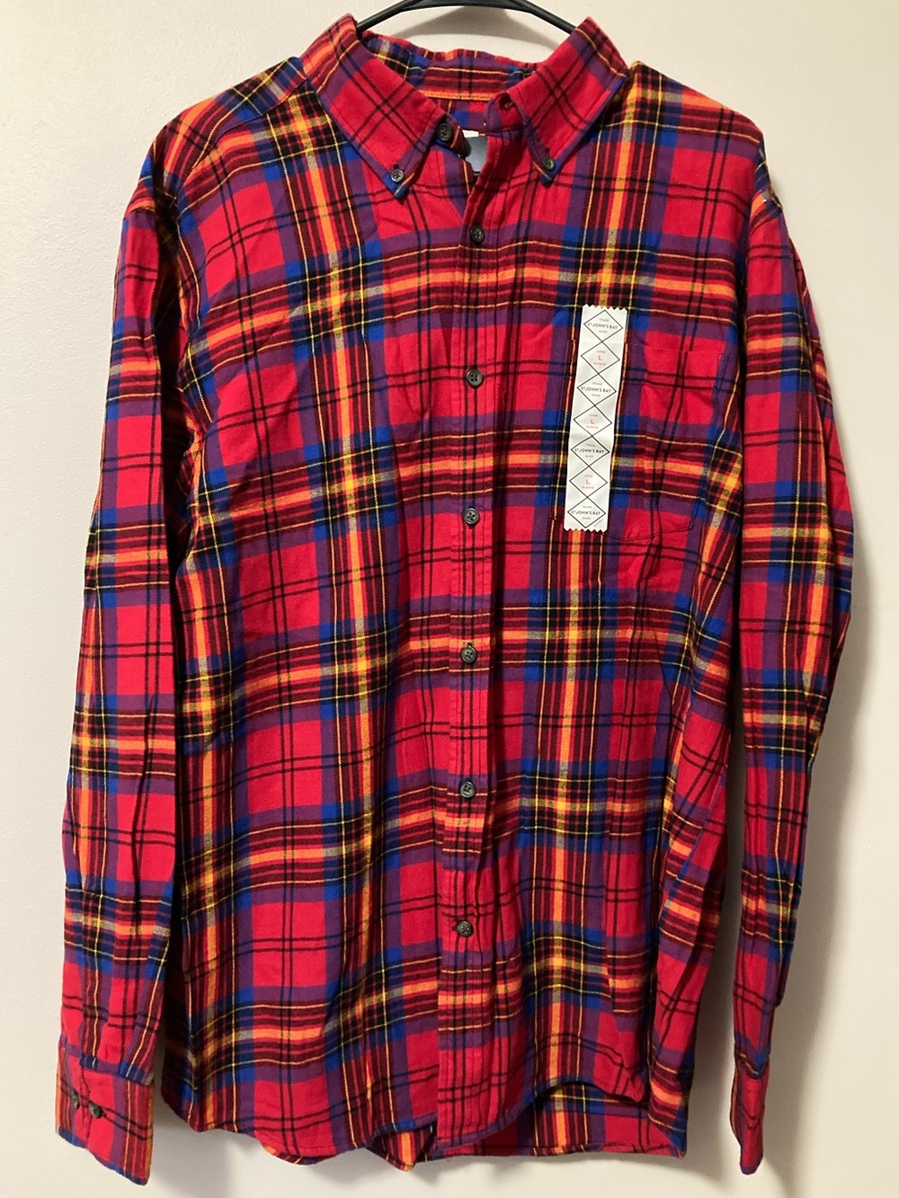 St. John's Bay Red Plaid Button-Down Shirt